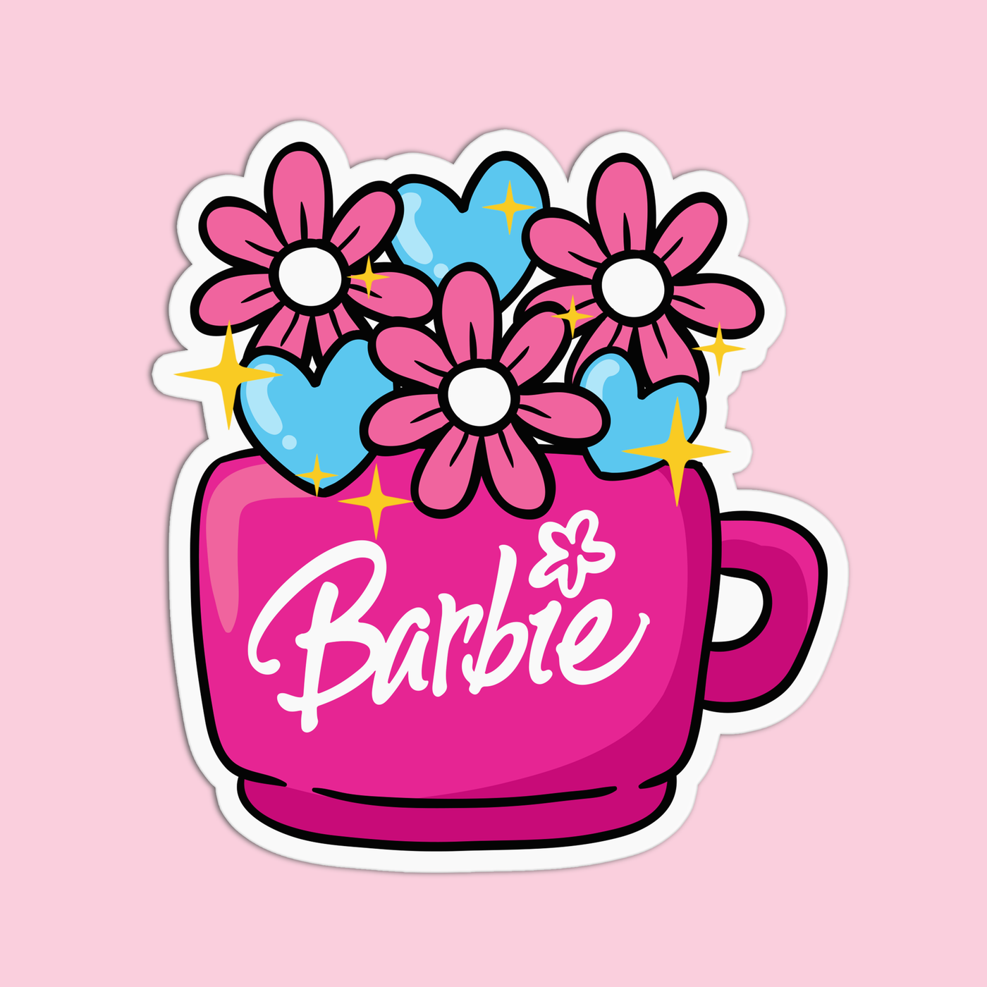 Barbie Flower Mug Textured Sticker