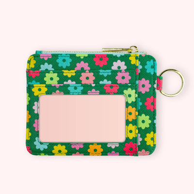 Wallet Keychain - Emerald Rainbow Flowers