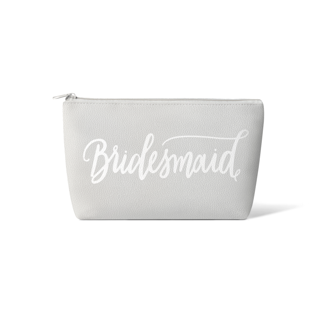 Blush Pink Bridesmaid Makeup Bag in Faux Leather