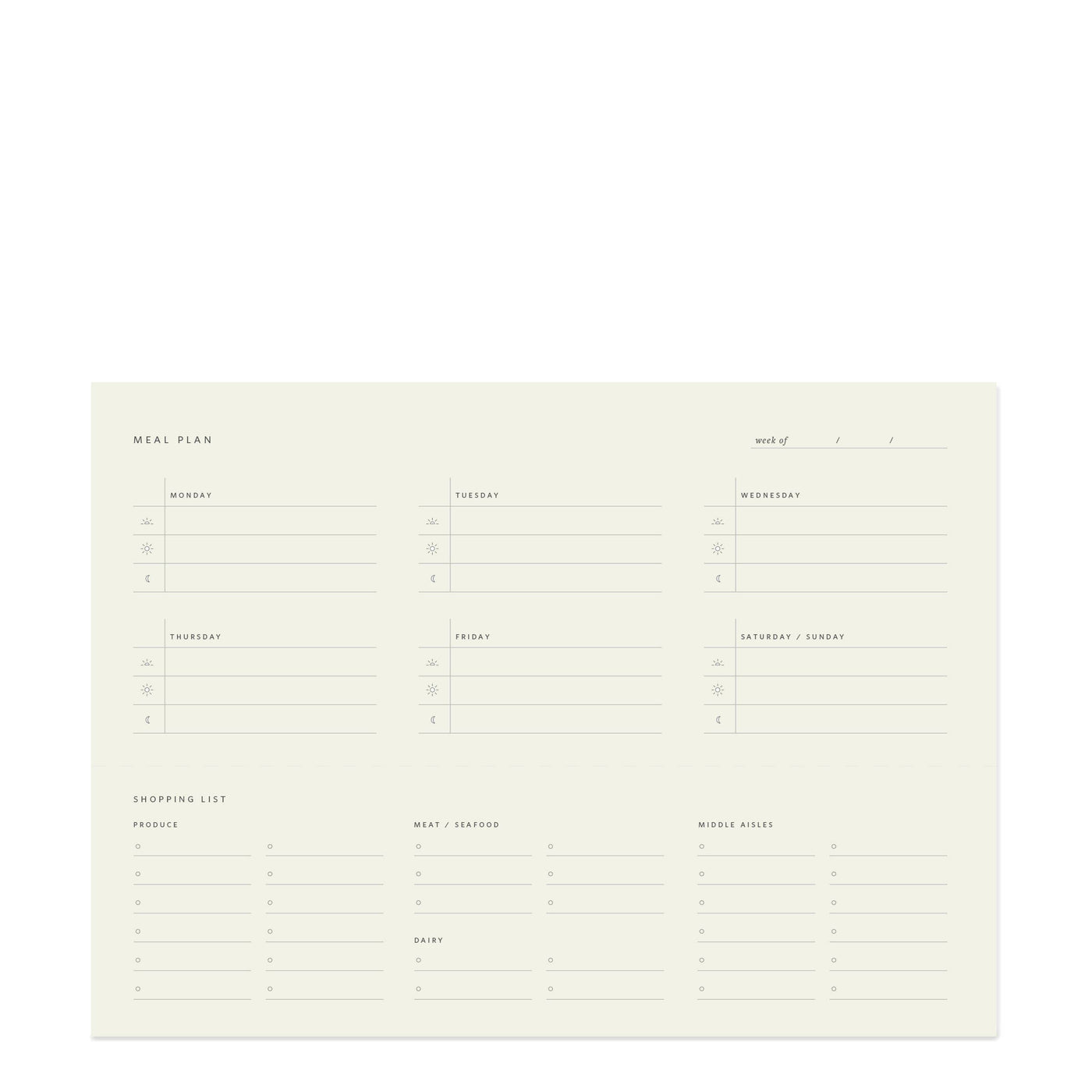 Weekly Meal Planner Notepad