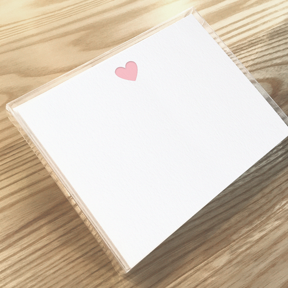 Light Pink Heart - Letterpress Boxed Note Set