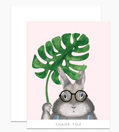 6 Pack Bunny with Monstera Thank You Cards