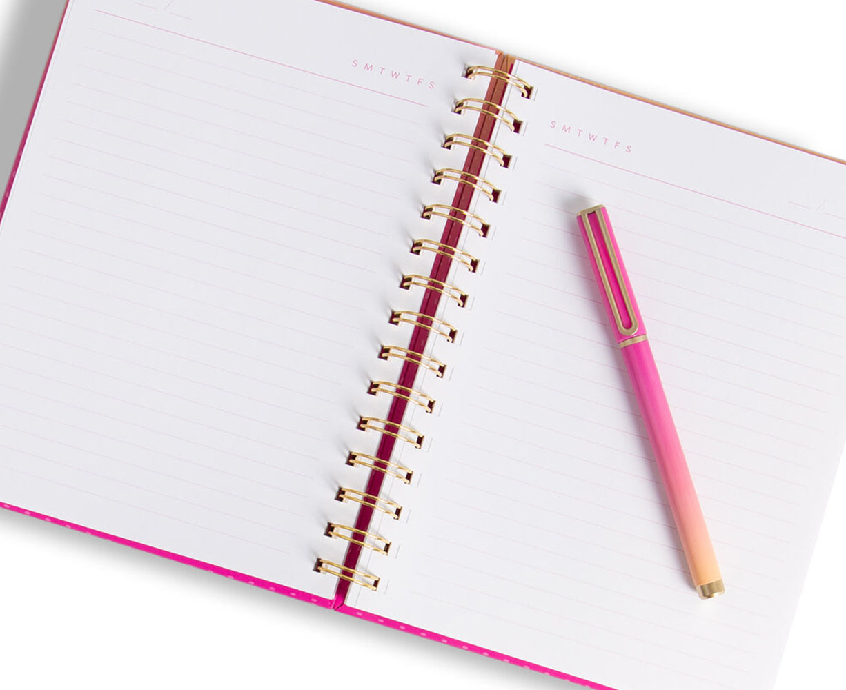 Pink Ombre Spiral Journal with Pen