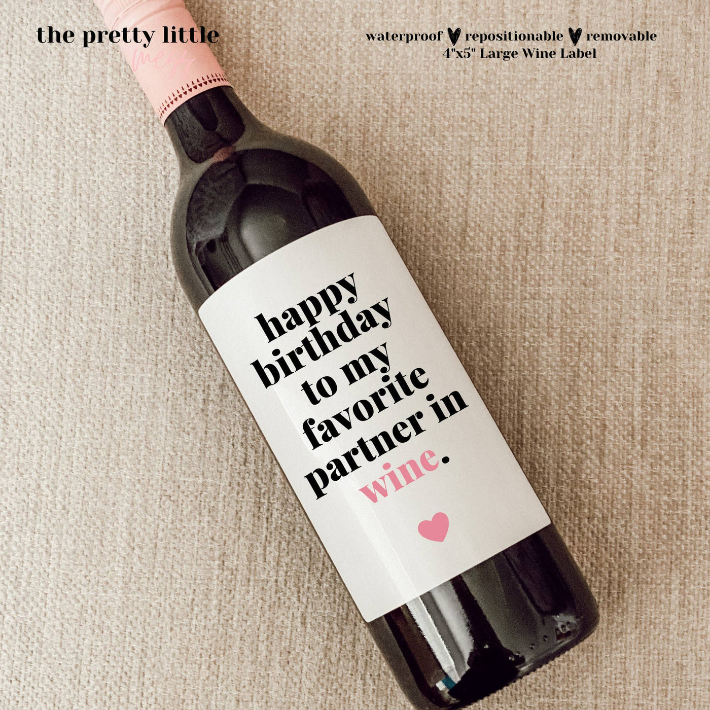 Birthday Wine Label, Partner in Wine