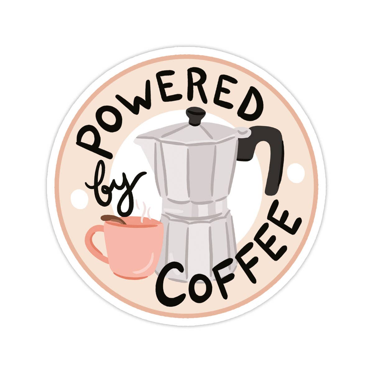 Powered by Coffee Vinyl Sticker - Funny Gift, Back to School