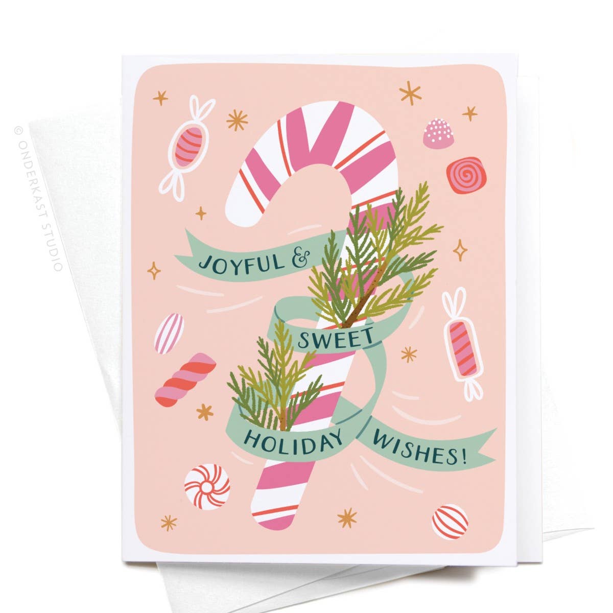 Joyful & Sweet Holiday Wishes! Candy Cane Greeting Card