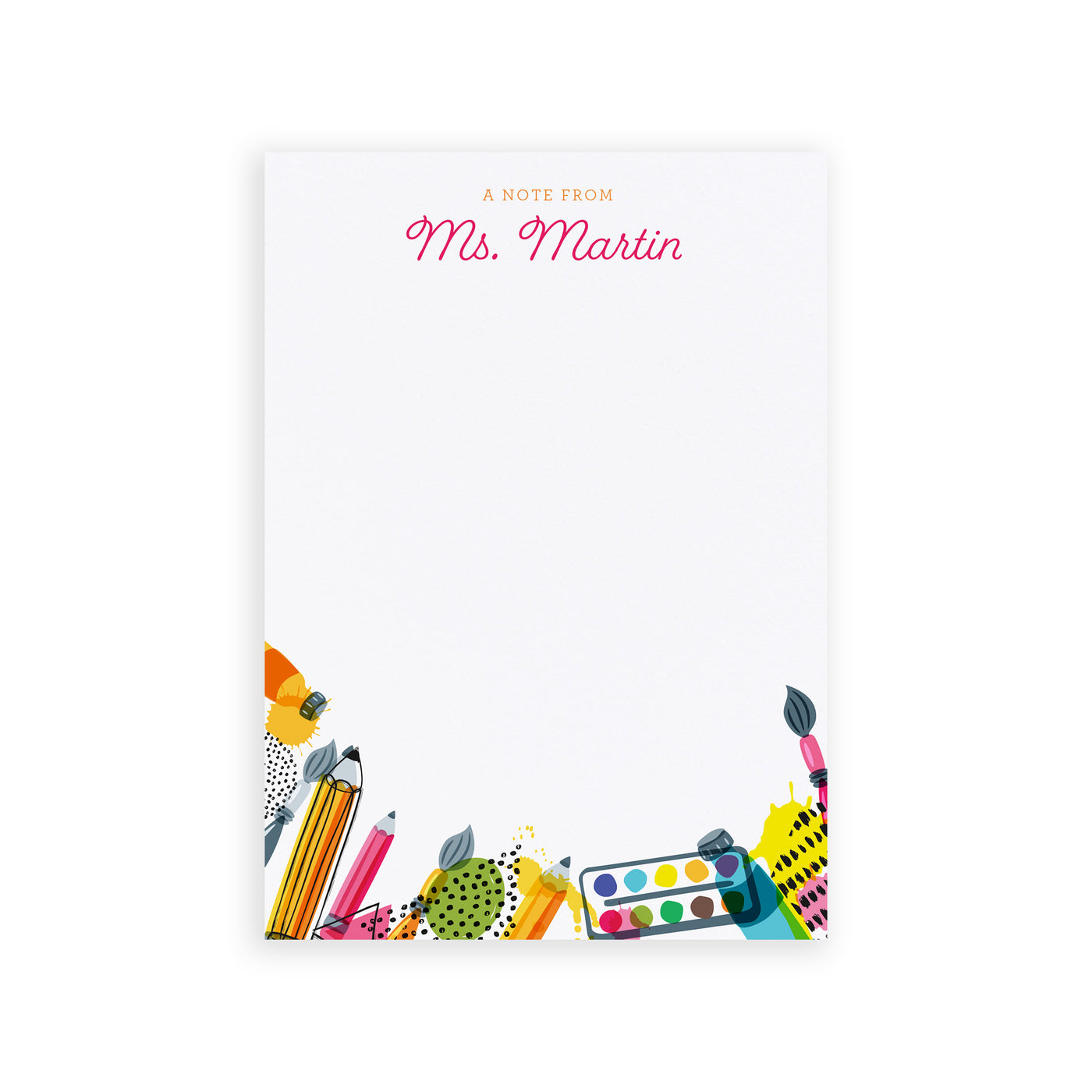 Personalized Artful Note from Teacher Notepad