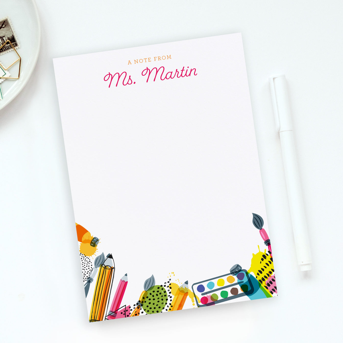 Personalized Artful Note from Teacher Notepad