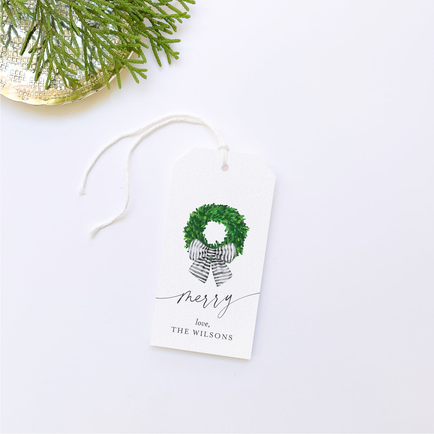 Christmas Wreath Personalized Gift Tags
