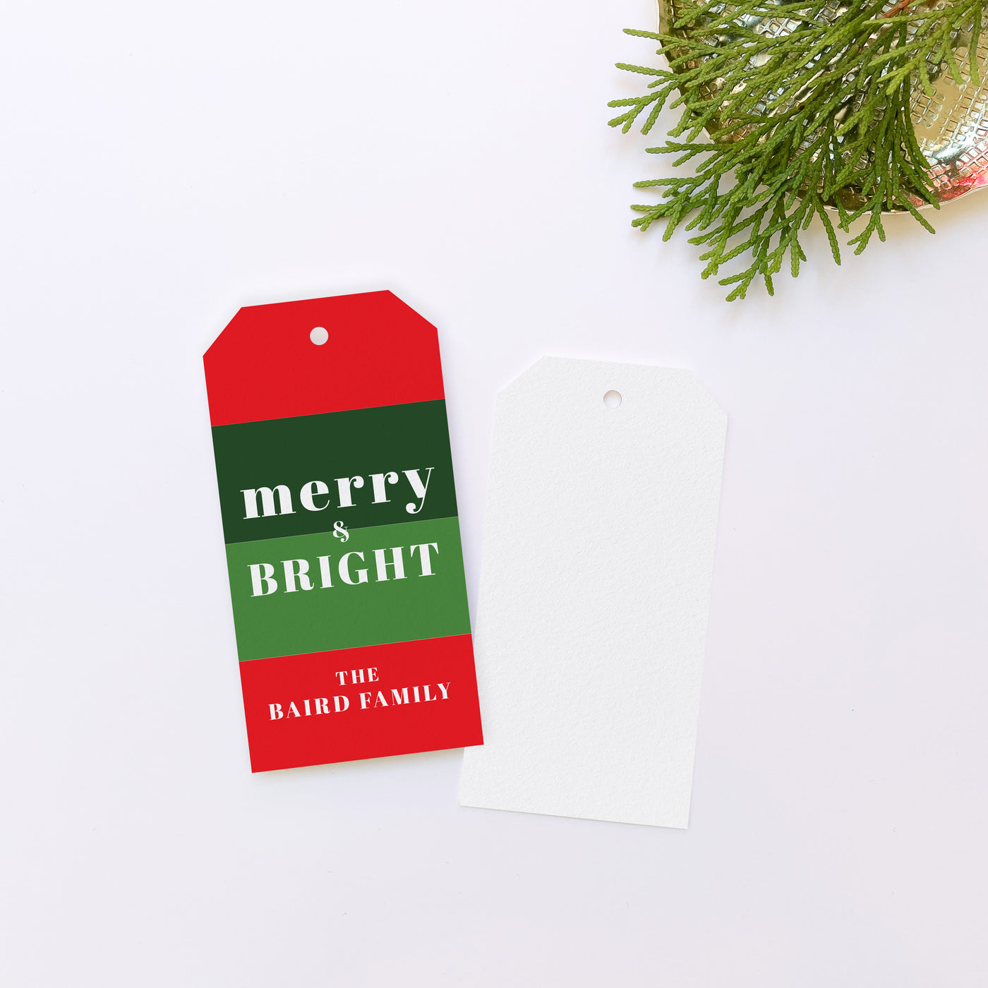Color Blocked Merry & Bright Personalized Gift Tag