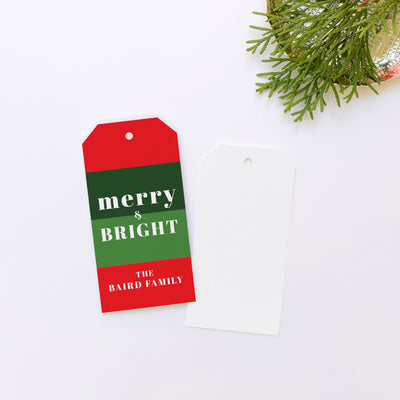 Color Blocked Merry & Bright Personalized Gift Tag