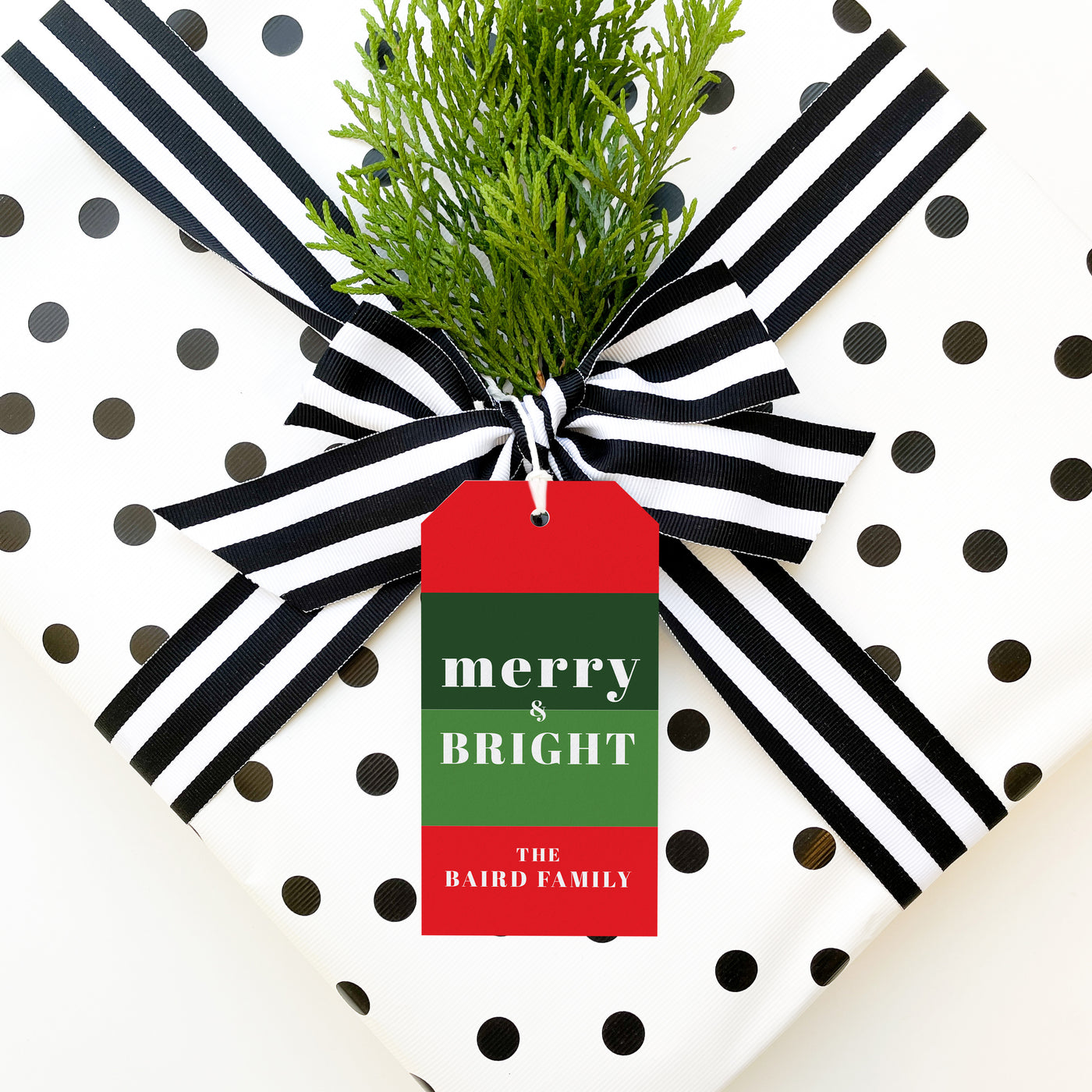 Color Blocked Merry & Bright Personalized Gift Tag