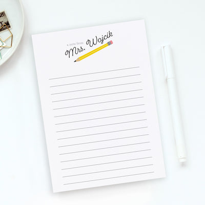 Personalized Pencil Teacher Notepad