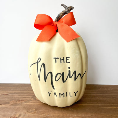 Large Cream Personalized Pumpkin