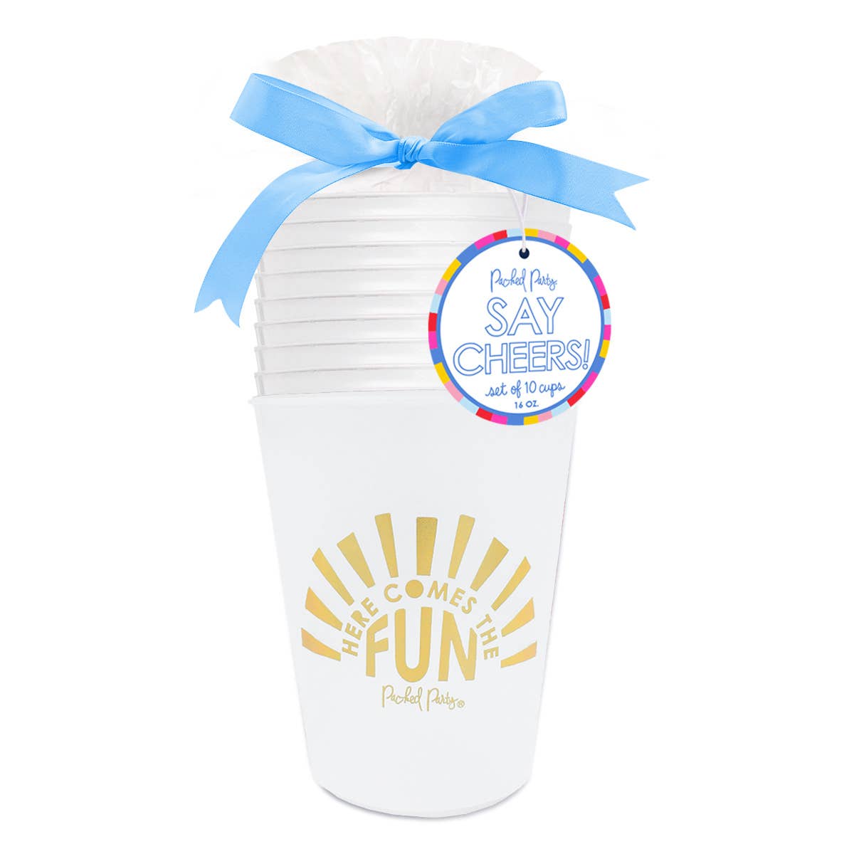 Here Comes The Fun Reusable Stackable Cups with Foil Print