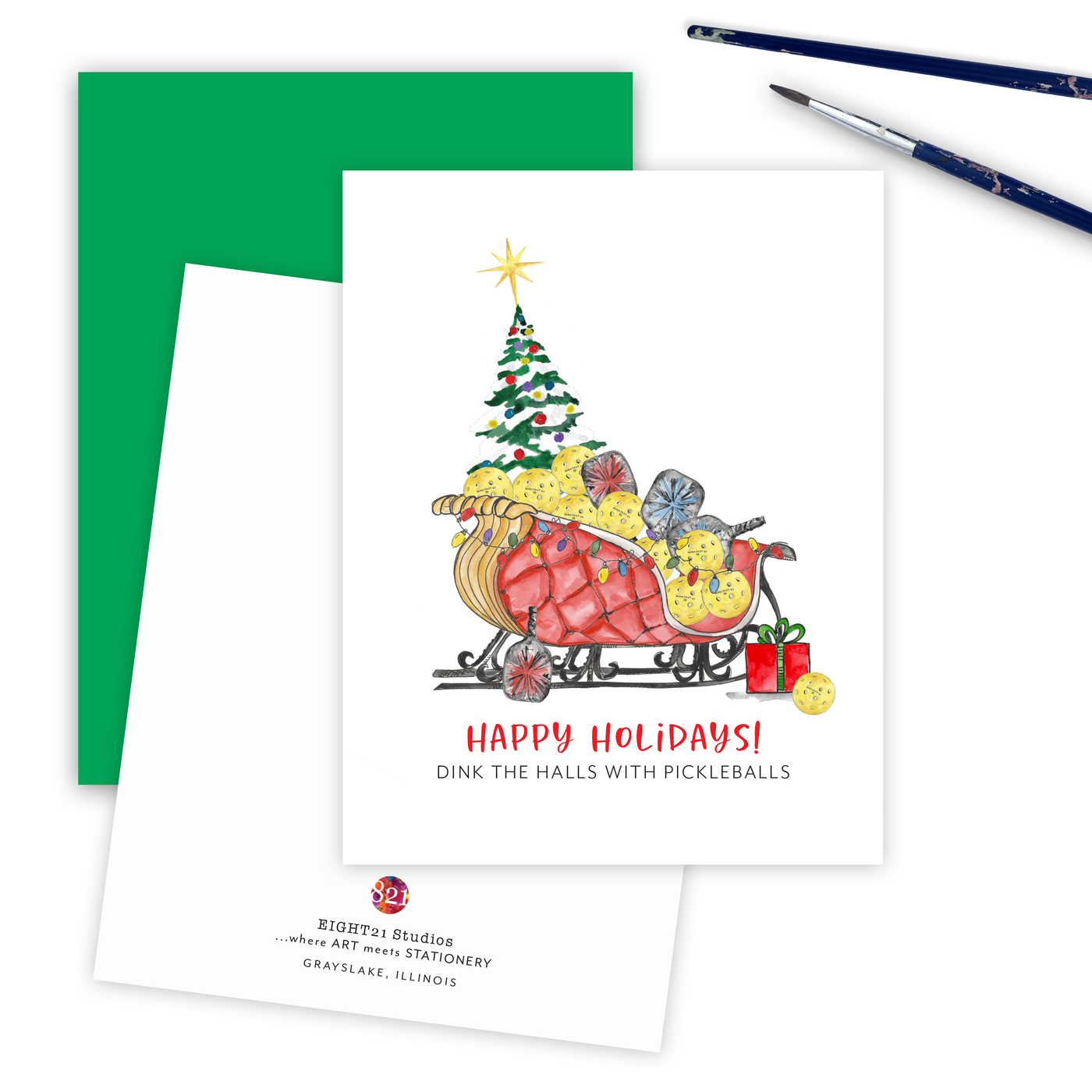 Pickleball Funny Christmas, Happy Holidays Greeting Card