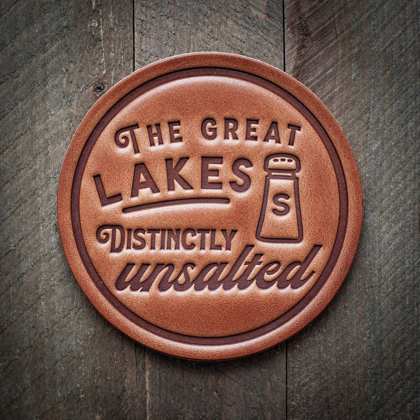 Great Lakes Unsalted Leather Coaster