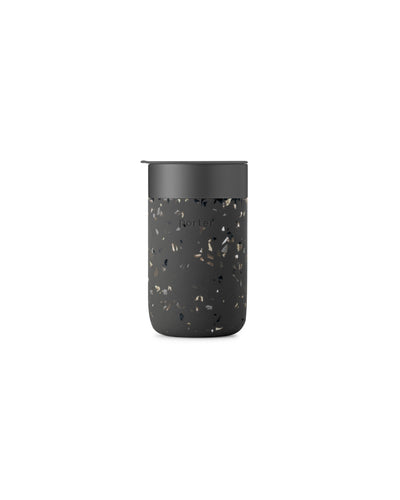 Porter Ceramic Reusable Coffee Mug 16oz: Terrazzo Charcoal