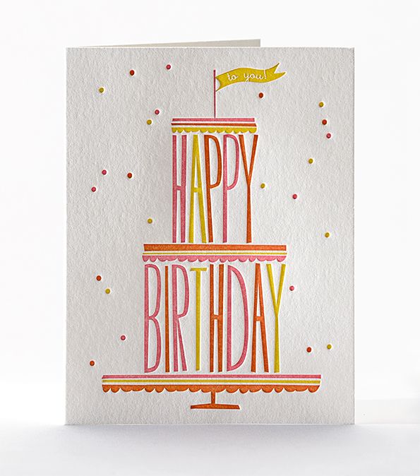 Cake Tower Letterpress Birthday Card
